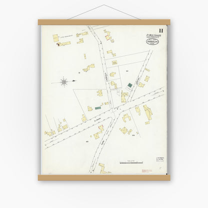 Old map wall art mockup — magnetic wood frame on white wall — Sanborn Fire Insurance Map from Randolph, Norfolk County, Massachusetts (1909), Sheet #0011