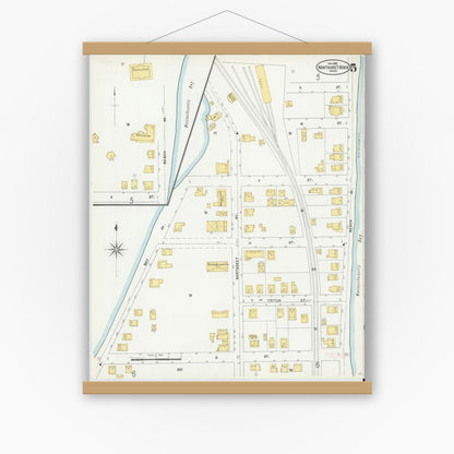 Old map wall art mockup — magnetic wood frame on white wall — Sanborn Fire Insurance Map from Nantasket Beach, Plymouth County, Massachusetts (1903), Sheet #0005