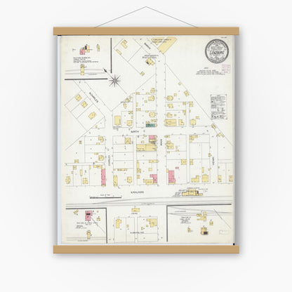 Old map wall art mockup — magnetic wood frame on white wall — Sanborn Fire Insurance Map from Lenzburg, Saint Clair County, Illinois (1906), Sheet #0001