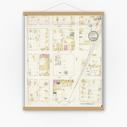 Old map wall art mockup — magnetic wood frame on white wall — Sanborn Fire Insurance Map from Seymour, Wayne County, Iowa (1894) â€” Complete Set
