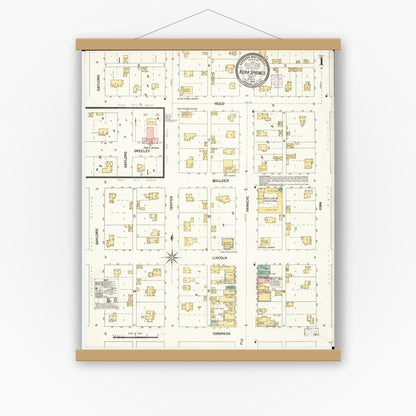 Old map wall art mockup — magnetic wood frame on white wall — Sanborn Fire Insurance Map from Nora Springs, Floyd County, Iowa (1902) â€” Complete Set