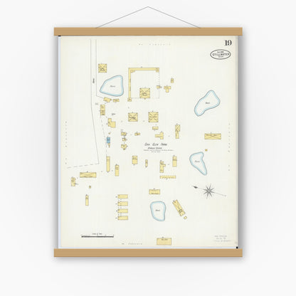 Old map wall art mockup — magnetic wood frame on white wall — Sanborn Fire Insurance Map from Stillwater, Washington County, Minnesota (1898), Sheet #0019