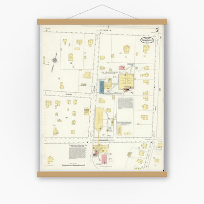 Old map wall art mockup — magnetic wood frame on white wall — Sanborn Fire Insurance Map from Thomasville, Davidson County, North Carolina (1913), Sheet #0005