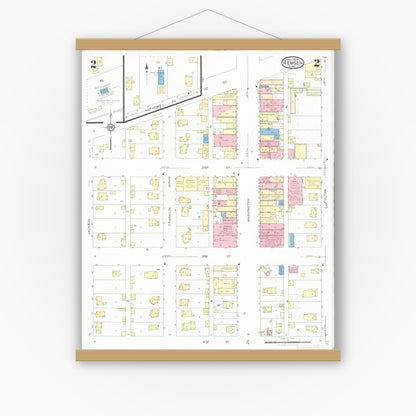 Old map wall art mockup — magnetic wood frame on white wall — Sanborn Fire Insurance Map from Remsen, Plymouth County, Iowa (1929), Sheet #0002