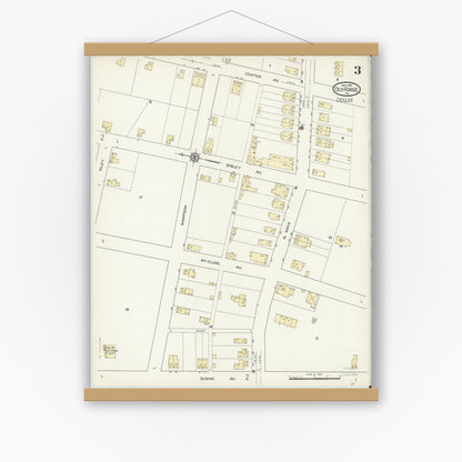 Old map wall art mockup — magnetic wood frame on white wall — Sanborn Fire Insurance Map from Old Forge, Lackawanna County, Pennsylvania (1914), Sheet #0003