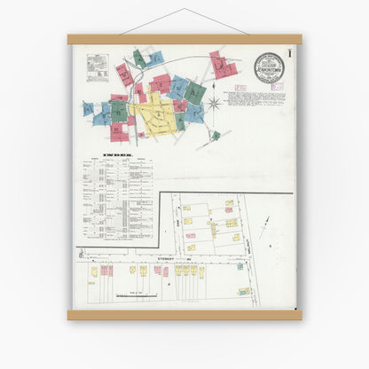 Old map wall art mockup — magnetic wood frame on white wall — Sanborn Fire Insurance Map from Jenkintown, Montgomery County, Pennsylvania (1909) - Complete Map Set