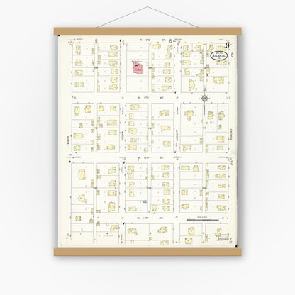 Old map wall art mockup — magnetic wood frame on white wall — Sanborn Fire Insurance Map from Atlantic, Cass County, Iowa (1913), Sheet #0009