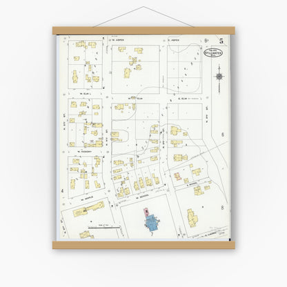 Old map wall art mockup — magnetic wood frame on white wall — Sanborn Fire Insurance Map from Stillwater, Washington County, Minnesota (1910), Sheet #0005