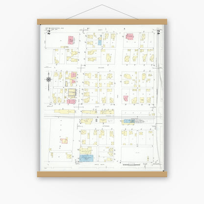 Old map wall art mockup — magnetic wood frame on white wall — Sanborn Fire Insurance Map from West Manchester, Preble County, Ohio (1947), Sheet #0002