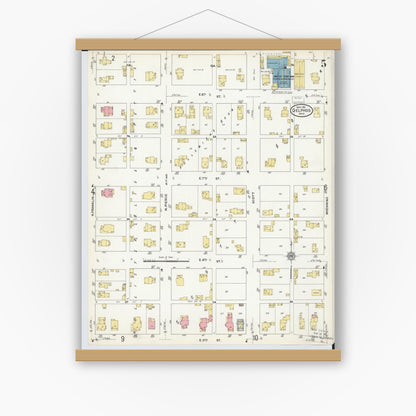 Old map wall art mockup — magnetic wood frame on white wall — Sanborn Fire Insurance Map from Delphos, Van Wert And Allen Counties, Ohio (1911), Sheet #0005