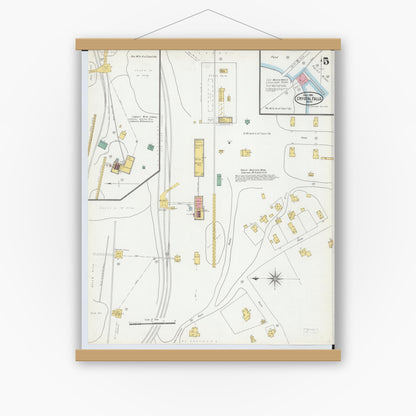 Old map wall art mockup — magnetic wood frame on white wall — Sanborn Fire Insurance Map from Crystal Falls, Iron County, Michigan (1904), Sheet #0005