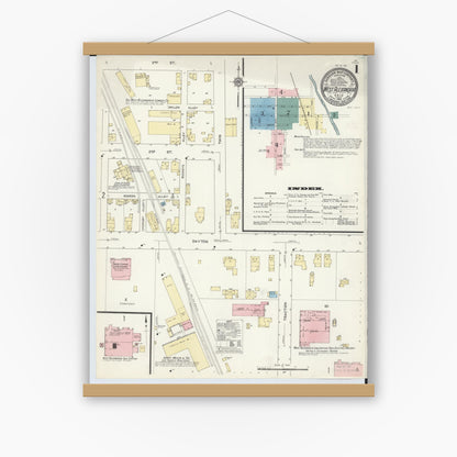 Old map wall art mockup — magnetic wood frame on white wall — Sanborn Fire Insurance Map from West Alexandria, Preble County, Ohio (1912) - Complete Map Set