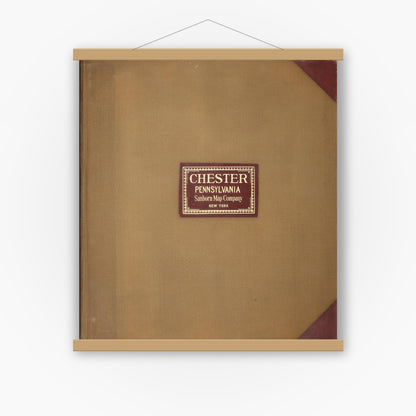 Old map wall art mockup — magnetic wood frame on white wall — Sanborn Fire Insurance Map from Chester, Delaware County, Pennsylvania (1950), Sheet #0001