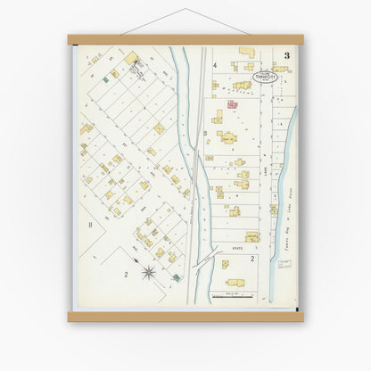 Old map wall art mockup — magnetic wood frame on white wall — Sanborn Fire Insurance Map from Tawas City, Iosco County, Michigan (1898), Sheet #0003