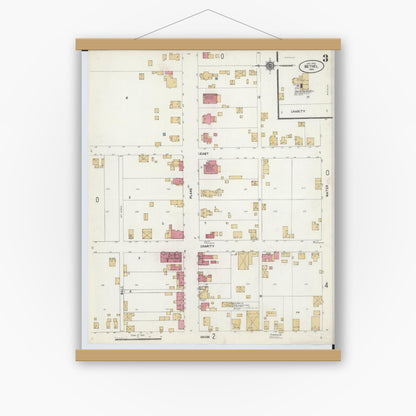 Old map wall art mockup — magnetic wood frame on white wall — Sanborn Fire Insurance Map from Bethel, Clermont County, Ohio (1912), Sheet #0003