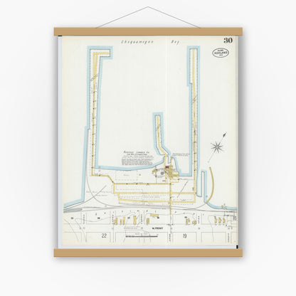 Old map wall art mockup — magnetic wood frame on white wall — Sanborn Fire Insurance Map from Ashland, Ashland County, Wisconsin (1901), Sheet #0030