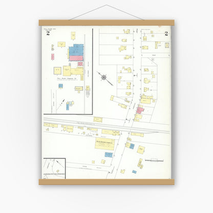 Old map wall art mockup — magnetic wood frame on white wall — Sanborn Fire Insurance Map from Fall River, Columbia County, Wisconsin (1943), Sheet #0002