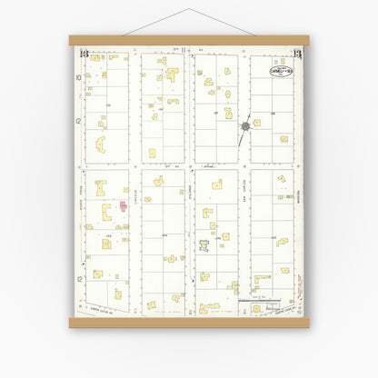 Old map wall art mockup — magnetic wood frame on white wall — Sanborn Fire Insurance Map from Carmel By The Sea, Monterey County, California (1924), Sheet #0013