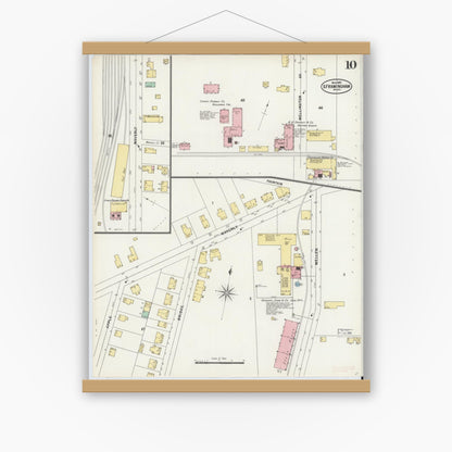Old map wall art mockup — magnetic wood frame on white wall — Sanborn Fire Insurance Map from South Farmington, Middlesex County, Massachusetts (1897), Sheet #0010