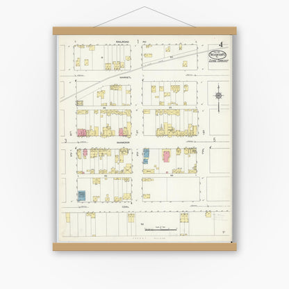 Old map wall art mockup — magnetic wood frame on white wall — Sanborn Fire Insurance Map from Trevorton Post Office, Northumberland County, Pennsylvania (1913), Sheet #0004