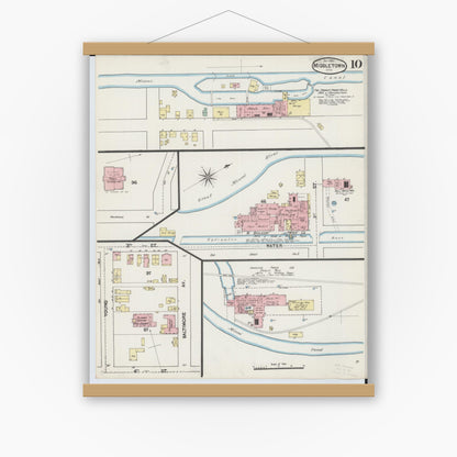 Old map wall art mockup — magnetic wood frame on white wall — Sanborn Fire Insurance Map from Middletown, Butler County, Ohio (1890), Sheet #0010