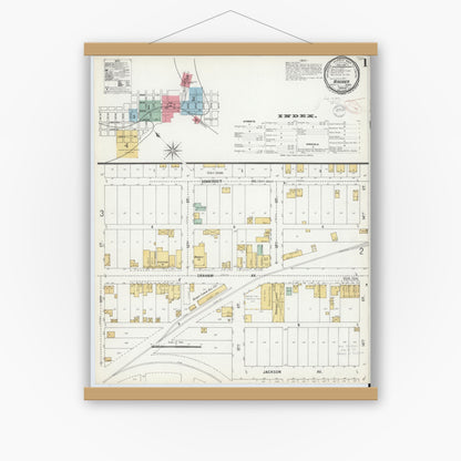 Old map wall art mockup — magnetic wood frame on white wall — Sanborn Fire Insurance Map from Windber, Somerset County, Pennsylvania (1899) - Complete Map Set