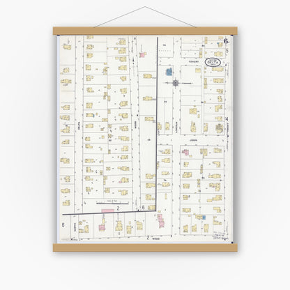 Old map wall art mockup — magnetic wood frame on white wall — Sanborn Fire Insurance Map from Delta, Fulton County, Ohio (1910), Sheet #0006