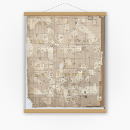 Old map wall art mockup — magnetic wood frame on white wall — Sanborn Fire Insurance Map from Calexico, Imperial County, California (1956), Sheet #0018