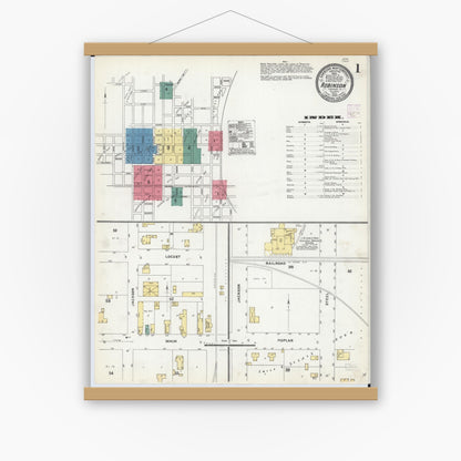 Old map wall art mockup — magnetic wood frame on white wall — Sanborn Fire Insurance Map from Robinson, Crawford County, Illinois (1906) - Complete Map Set