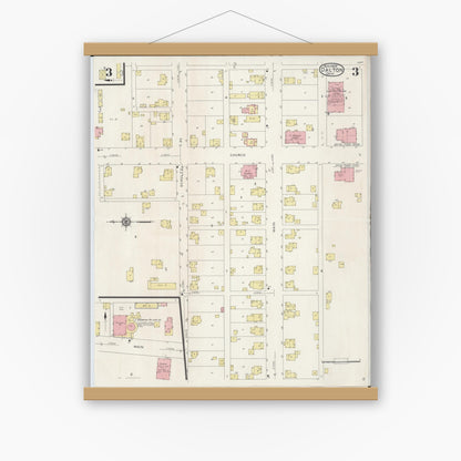 Old map wall art mockup — magnetic wood frame on white wall — Sanborn Fire Insurance Map from Dalton, Wayne County, Ohio (1929), Sheet #0003