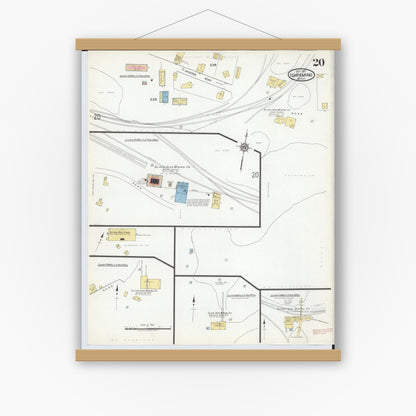 Old map wall art mockup — magnetic wood frame on white wall — Sanborn Fire Insurance Map from Ishpeming, Marquette County, Michigan (1917), Sheet #0020