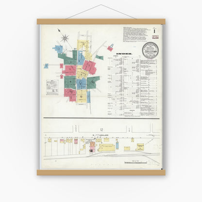 Old map wall art mockup — magnetic wood frame on white wall — Sanborn Fire Insurance Map from Doylestown, Bucks County, Pennsylvania (1909), Sheet #0001