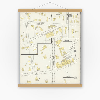 Old map wall art mockup — magnetic wood frame on white wall — Sanborn Fire Insurance Map from Harwich, Barnstable County, Massachusetts (1915), Sheet #0004