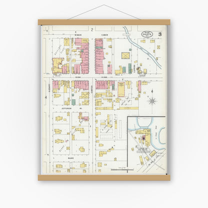 Old map wall art mockup — magnetic wood frame on white wall — Sanborn Fire Insurance Map from Sparta, Monroe County, Wisconsin (1900), Sheet #0003