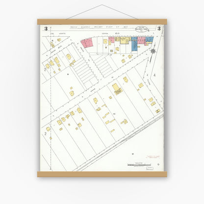 Old map wall art mockup — magnetic wood frame on white wall — Sanborn Fire Insurance Map from Baldwin Park, Los Angeles County, California (1925), Sheet #0003