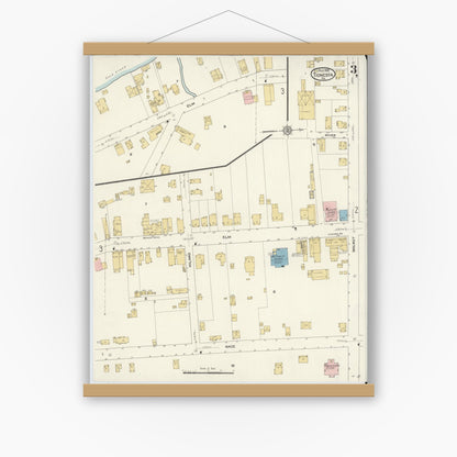 Old map wall art mockup — magnetic wood frame on white wall — Sanborn Fire Insurance Map from Tionesta, Forest County, Pennsylvania (1912), Sheet #0003