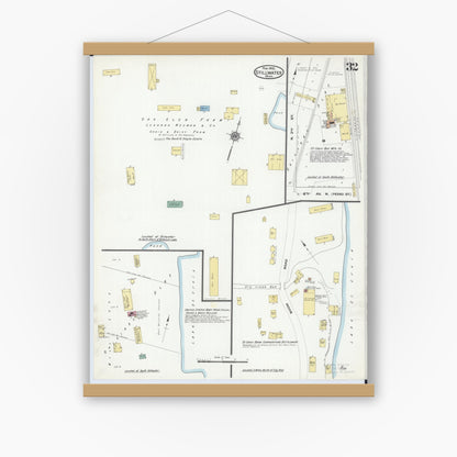Old map wall art mockup — magnetic wood frame on white wall — Sanborn Fire Insurance Map from Stillwater, Washington County, Minnesota (1910), Sheet #0032