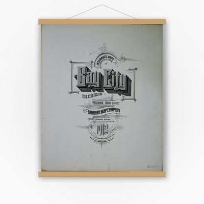Old map wall art mockup — magnetic wood frame on white wall — Sanborn Fire Insurance Map from Bay City, Bay County, Michigan (1912), Sheet #0001