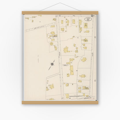 Old map wall art mockup — magnetic wood frame on white wall — Sanborn Fire Insurance Map from Hilo, Hawaii County, Hawaii (1921), Sheet #0011