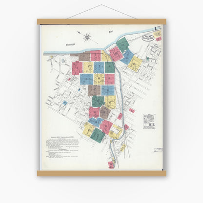 Old map wall art mockup — magnetic wood frame on white wall — Sanborn Fire Insurance Map from Hannibal, Marion County, Missouri (1906) - Complete Map Set