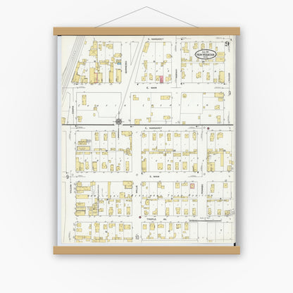 Old map wall art mockup — magnetic wood frame on white wall — Sanborn Fire Insurance Map from Iron Mountain, Dickinson County, Michigan (1911), Sheet #0009