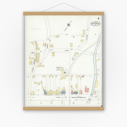 Old map wall art mockup — magnetic wood frame on white wall — Sanborn Fire Insurance Map from Shippensburg, Cumberland And Franklin Counties, Pennsylvania (1910), Sheet #0004