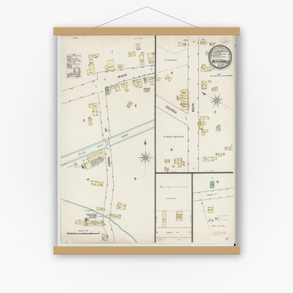 Old map wall art mockup — magnetic wood frame on white wall — Sanborn Fire Insurance Map from Westernville, Oneida County, New York (1887), Sheet #0001