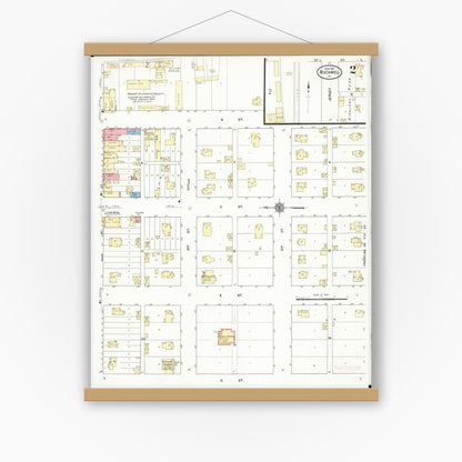 Old map wall art mockup — magnetic wood frame on white wall — Sanborn Fire Insurance Map from Rockwell, Cerro Gordo County, Iowa (1911), Sheet #0002