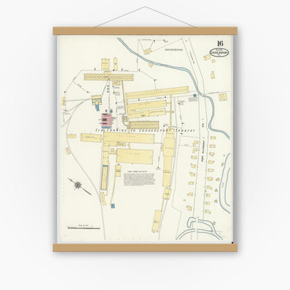 Old map wall art mockup — magnetic wood frame on white wall — Sanborn Fire Insurance Map from Coudersport, Potter County, Pennsylvania (1911), Sheet #0016