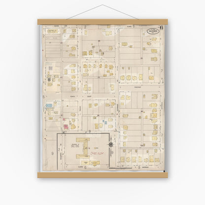 Old map wall art mockup — magnetic wood frame on white wall — Sanborn Fire Insurance Map from Calexico, Imperial County, California (1949), Sheet #0006