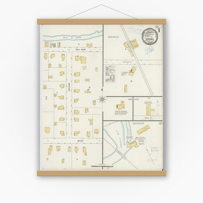 Old map wall art mockup — magnetic wood frame on white wall — Sanborn Fire Insurance Map from Savona, Steuben County, New York (1898) - Complete Map Set