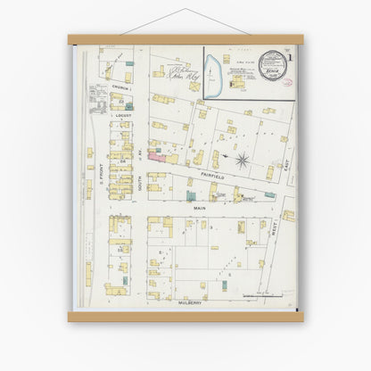 Old map wall art mockup — magnetic wood frame on white wall — Sanborn Fire Insurance Map from Xenia, Clay County, Illinois (1894) - Complete Map Set
