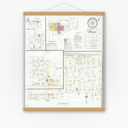 Old map wall art mockup — magnetic wood frame on white wall — Sanborn Fire Insurance Map from Thorpe, Clark County, Wisconsin (1933) - Complete Map Set
