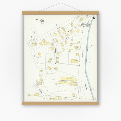 Old map wall art mockup — magnetic wood frame on white wall — Sanborn Fire Insurance Map from Swampscott, Essex County, Massachusetts (1907), Sheet #0006
